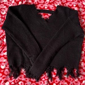 cropped black v neck sweater | worn once